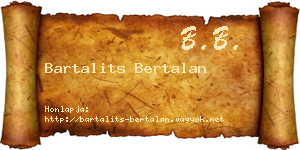 Bartalits Bertalan névjegykártya